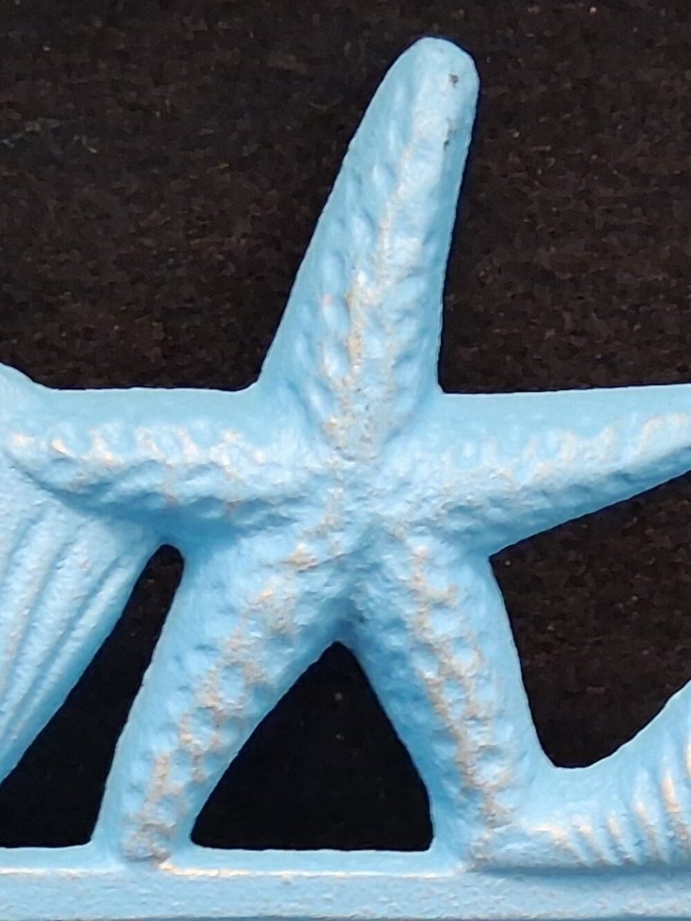Coastal Cast Iron "Welcome" Sign - Beach Blue Starfish & Shells Decor - Picture 4 of 5
